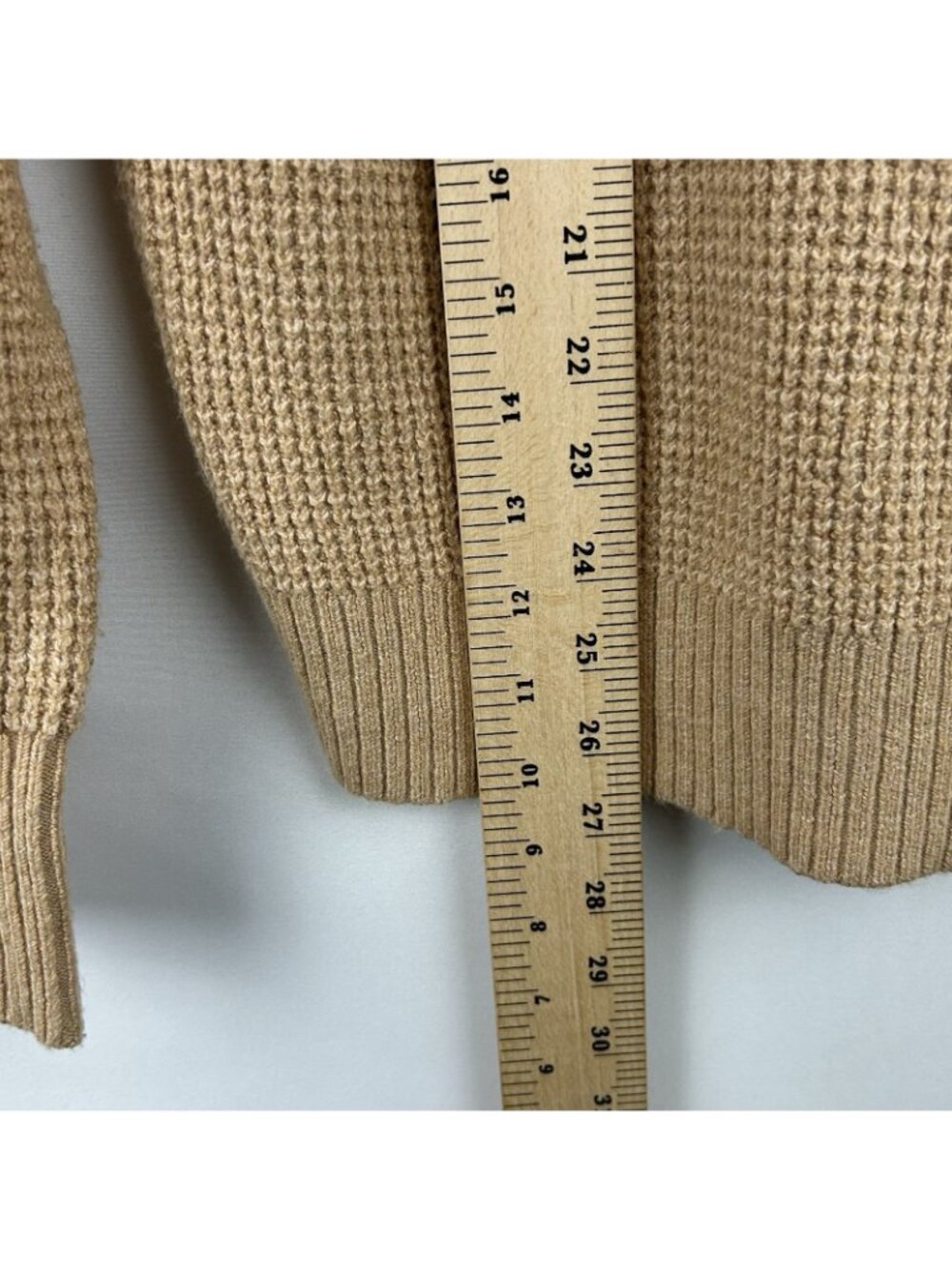 Aerie Oversized Cozy Up Waffle Button Sweater Women’s Size XS Color Tan Beige - Picture 6 of 16
